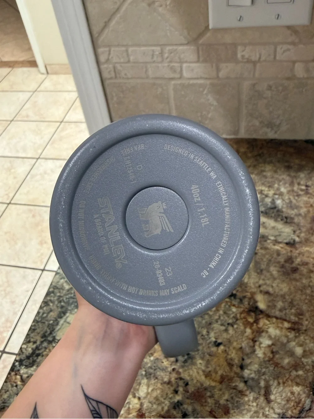 Stanley Matte Gray Insulated Travel Mug with Handle and Straw